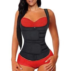 Lovezesent Womens Zipper Waist Trainer Weight Loss Corset Trimmer Belt Waist Cincher Body Shaper Slimming Sports Girdle