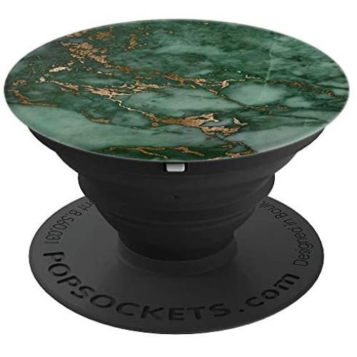 Elegant Dark Jewel Tone Forest Green & Copper Marble Pattern PopSockets Grip and Stand for Phones and Tablets