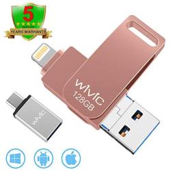 USB Flash Drive Photo Stick for iPhone Flash Drive for iPhone PhotoStick Mobile for iPhone USB Flash Drive Android Backup Drive OTG Smart Phone Memory Stick Storage iPAD USB 3.0 WIVIC (128 GB Pink)