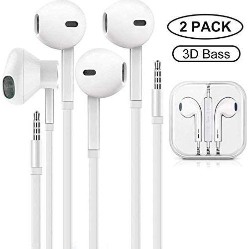 MOPIDICK 3.5mm in-Ear Wired Noise Cancellation Earbuds/Earphones/Headphones with Remote & Micphone Compatible with iPhone 6s plus/6/5s/5c/Pad/S10 Android All 3.5 mm Audio Devices (2 Pack)-01