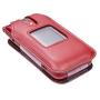 Fitted Leather Case for Alcatel GreatCall Jitterbug Flip Phone for Seniors, Features: Rotating Belt Clip, Screen & Keypad Protection, Secure Fit (Red)