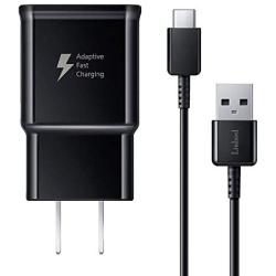 Adaptive Fast Charging Wall Charger and 5-Feet USB Type C Cable Kit Bundle Compatible with Samsung Galaxy S20/S10/S10+/S9/S9+/S8/S8+ Note 8/Note 9 & Other Smartphones (Black)