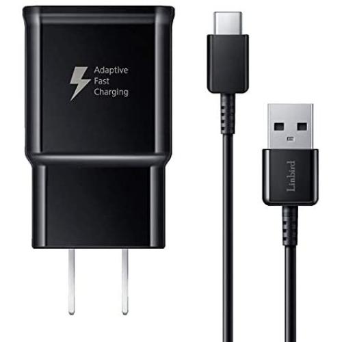 Adaptive Fast Charging Wall Charger and 5-Feet USB Type C Cable Kit Bundle Compatible with Samsung Galaxy S20/S10/S10+/S9/S9+/S8/S8+ Note 8/Note 9 & Other Smartphones (Black)