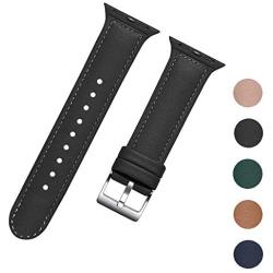 Hoomer Watch Band Compatible with Apple Watch Band 38mm 40mm 42mm 44mm for Men and Women,Leather and PTU Replacement Strap for iWatch Series 5/4/3/2/1 (Black, 38mm/40mm)