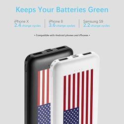 2-Pack Miady 10000mAh Dual USB Portable Charger, Fast Charging Power Bank with USB C Input, Backup Charger for iPhone X, Galaxy S9, Pixel 3 and etc (Flag Edition) …