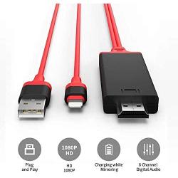 PINYUAN Compatible with iPhone iPad to HDMI Adapter Cable, 1080P Digital AV HDMI Adaptor Connector Cord for iPhone Xs Max XR X 8 7 6 Plus iPad Pro Air Mini iPod - Plug and Play(Red)