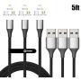 NetDot Gen10 3 in 1 Nylon Braided Magnetic Fast Charging Cable with Side LED Compatible with Micro USB & USB-C Smartphones and i-Product(5ft/3 Pack Silver)