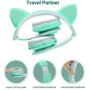 WOICE Bluetooth Headphones, Cat Ear LED Light Up Wireless Foldable Headphones Over Ear with Mic, Music Sharing Function and 85db Limited for iPhone/iPad/Smartphones/Laptop/PC(Mint)
