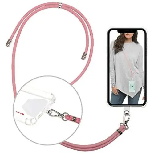 takyu Phone Lanyard, Universal Cell Phone Lanyard with Adjustable Nylon Neck Strap, Phone Tether Safety Strap Compatible with Most Smartphones with Full Coverage Case (Pink) takyu Phone Lanyard, Universal Cell Phone Lanyard with Adjustable Nylon Neck Strap, Phone Tether Safety Strap Compatible with Most Smartphones with Full Coverage Case (Pink)