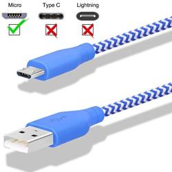 Fasgear Micro USB Cables, 3 Pack-3ft,6ft,10ft Fast Charging USB to Micro USB 2.0 Cords Nylon Braided Compatible with Galaxy S7 Edge S6, Nexus, LG, Android Smartphone, PS4, Kindle and More (Blue)