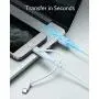 Anker Powerline II 3-in-1 Cable, Lightning/Type C/Micro USB Cable for iPhone, iPad, Huawei, HTC, LG, Samsung Galaxy, Sony Xperia, Android Smartphones, and More(3ft, White)