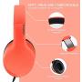 LORELEI X6 Over-Ear Headphones with Microphone, Lightweight Foldable & Portable Stereo Bass Headphones with 1.45M No-Tangle,Wired Headphones for Smartphone Tablet MP3 / 4 (Vitality Orange)