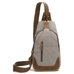 Canvas Sling Bag Small Crossbody Backpack Shoulder Casual Daypack Rucksack for Men Women Outdoor Cycling Hiking Travel