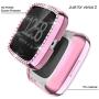 Landhoo Pink Hard Case Compatible with Fitbit Versa 2 Screen Protector Bling, PC case That Have Clarity PMMA Screen Protector and Shiny Diamond Bumper Overall Protective Cover for Women Watch.