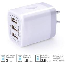 USB Charger Cube, Wall Charger Plug, Ailkin 3.1A 3-Muti Port USB Adapter Power Plug Charging Station Box Base Replacement for iPhone 11 Pro Max/X/8/7, iPad, Samsung Phones and More USB Charging Block
