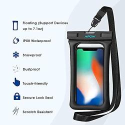 Mpow 084 Waterproof Phone Pouch Floating, IPX8 Universal Waterproof Case Underwater Dry Bag Compatible iPhone 11 Pro Max/XS Max/XR/X/8P/7P Galaxy S10/S9 Note 10/9 Google Pixel Up To 6.5" (Black+White)