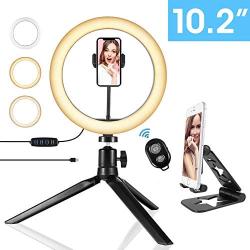 Ring Light,10" Selfie Ring Light with Tripod Stand and Phone Holder, Desktop LED Ring Light with 3 Modes and 10 Brightness for TikTok/YouTube Video/Live Stream/Makeup/Photography