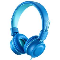 iRAG J01 Kids Headphones Foldable Stereo Tangle-Free 3.5mm Jack Wired Cord On-Ear Headset for Children/Teens/Boys/Girls/iPad/iPhone/School/Kindle/Airplane/Plane/Tablet (Ocean Blue)