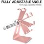POKANIC Cell Phone Stand Dock Holder Cradle Mount Organizer Charger StationTable, Desktop Bed Office School Kitchen Travel Foldable Portable Adjustable, Multi-Angle Aluminum Non-Slip, Kids (Rose Gold)