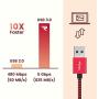 RAMPOW Short USB C Cable 0.65ft, 3A Fast Charging USB Cable C, Braided USB Type C Charger Compatible Samsung Galaxy S20/S10/S9/S8/Galaxy Note 9, LG V20/G5/G6, Sony and More - Red