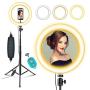 10” Selfie Ring Light with Adjustable Tripod Stand and Phone Holder for YouTube TikTok Photography,Mountdog LED Camera Circle Lights Halo Lighting Compatible with iPhone and Android Phone