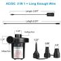 Electric Air Pump, AGPtEK Portable Quick-Fill Air Pump with 3 Nozzles, 110V AC/12V DC, Perfect Inflator/Deflator Pumps for Outdoor Camping, Inflatable Cushions, Air Mattress Beds, Boats, Swimming Ring