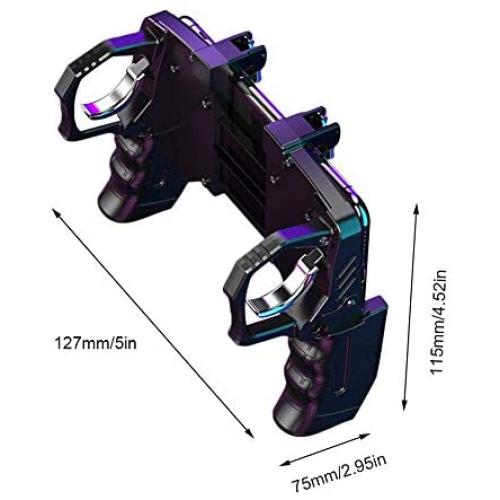 RONSHIN Mobile Controller,4 Finger Linkage Game Handle Peace Elite Fast Shooting Button Controller for PUBG Rules of Survival Game Trigger Joystick Gamepad for iOS Android Phone Black