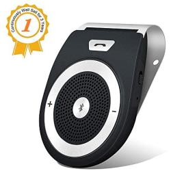 Bluetooth Car Speaker for Cell Phone, Aigital Wireless Speakerphone Motion AUTO Power ON Car Kit Receiver Sun Visor Music Player Adapter Built-in Microphone for Drive Talking - Black