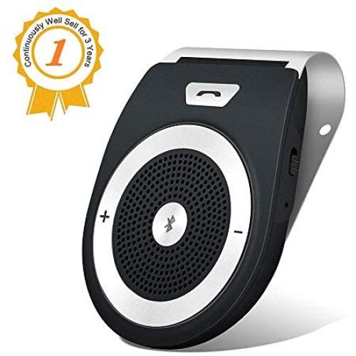 Bluetooth Car Speaker for Cell Phone, Aigital Wireless Speakerphone Motion AUTO Power ON Car Kit Receiver Sun Visor Music Player Adapter Built-in Microphone for Drive Talking - Black
