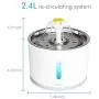 Cat Water Fountain Stainless Steel, 81oz/2.4L Intelligent Auto Power Off Pump with LED Light, Pet Fountain, Cat Water Dispenser with 3 Filters, 1 Mat and 2 Cleaning Brushes, Water Level Window