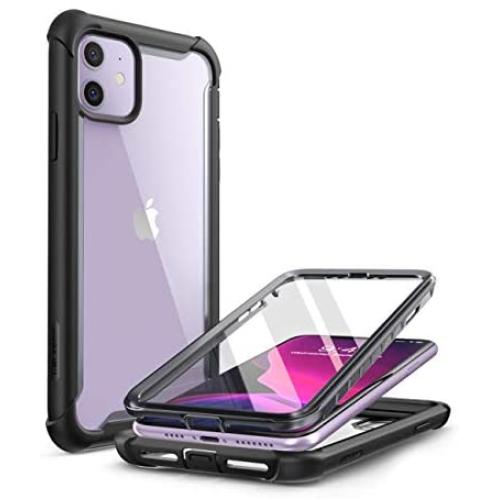 i-Blason Ares Case for iPhone 11 6.1 inch (2019 Release), Dual Layer Rugged Clear Bumper Case with Built-in Screen Protector (Black)