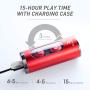 Tube Wireless Earphone True Wireless Earbuds, Bluetooth Headphone with Portable Charging Case, Passive Noise Cancellation, iPX5 Sweatproof Earbuds, Auto On & Connect, iOS & Android Supported A5 - Red