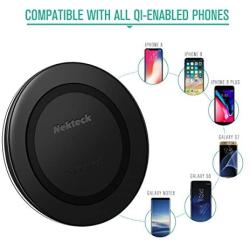 Nekteck Wireless Charger Fast Wireless Charging Pad for Samsung Galaxy S9/ S9+/ S8 /S8 Plus /S7 /S6 S7 Edge/Note 8 5, Standard Charger for iPhone X/Xs Max/ 8/ 8Plus 2 Pack (Adapter NOT Included) 