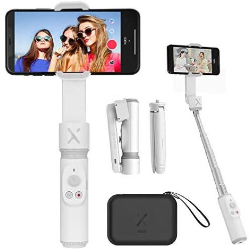 Zhiyun Smooth X Selfie Stick Tripod Gimbal Foldable Stabilizer for Smartphone, Extendable Stabilizer Handheld Gimbal for iPhone Samsung Android Phones YouTuber Vlog Live Streaming Video Making (White)