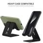 Desk Cell Phone Stand Holder - ToBeoneer Aluminum Desktop Solid Universal Desk Stand for All Mobile Smart Phone Tablet Huawei iPhone X 8 7 6 Plus 5 Ipad 3 4 Ipad Mini Samsung Home Office Decor (Black)