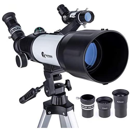 Quintessy Telescope | Telescope for Kids | Telescopes for Adults | Portable 400 x 70mm Astronomical Refractor | Perfect Astronomy Gifts for Beginners | Adjustable Sturdy Tripod | No Tools Required