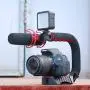 U Grip Pro Camera Stabilizer Handle Grip w 3 Shoe Mounts, Universal Video Action Stabilizing Handle Grip Compatible w Canon Nikon Sony DSLR Camera GoPro 8 7 6 5 iPhone 11 Pro Max Samsung OnePlus 7