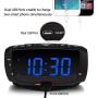 DreamSky Digital Alarm Clock Radio FM Radio, 1.4 Inches Large Blue LED Number Display, Dual USB Ports for Charging, 3.5 mm Headphone Jack, Snooze, DST