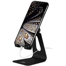 Adjustable Cell Phone Stand - ToBeoneer Phone Holder, [Update Version] Multi Angle Thicker Dock Compatible with Samsung iPhone X 8 7 6 6s Plus Charging, Home Office Desk Accessories - Black