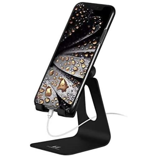 Adjustable Cell Phone Stand - ToBeoneer Phone Holder, [Update Version] Multi Angle Thicker Dock Compatible with Samsung iPhone X 8 7 6 6s Plus Charging, Home Office Desk Accessories - Black