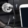 5 Pieces Bling Car Accessories Set, Includes Car Charging Cable, Car Phone Mount Holder, Car Dual Port USB, 2 Pieces Crystal Ring Emblem Stickers for Women Girls Favors (White)