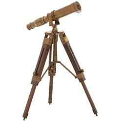 Deco 79 Timeless Brass Wood Telescope