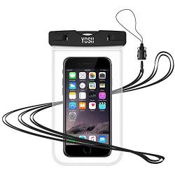 YOSH Waterproof Phone Lanyard Pouch Cell Phone Dry Bag Underwater for iPhone11 Pro Max XR XS X 8 7 6 SE Galaxy Pixel up to 7.0" (Crystal), IPX8 Water Proof Phone Case for Beach Kayaking Travel Bath