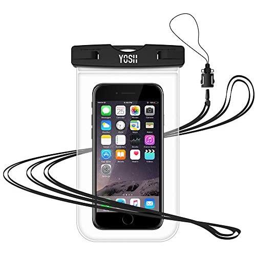 YOSH Waterproof Phone Lanyard Pouch Cell Phone Dry Bag Underwater for iPhone11 Pro Max XR XS X 8 7 6 SE Galaxy Pixel up to 7.0" (Crystal), IPX8 Water Proof Phone Case for Beach Kayaking Travel Bath