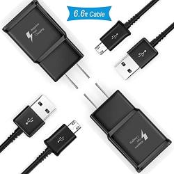 TT&C Adaptive Fast Wall Charger Galaxy S7 with Nylon Braided Micro-USB Cable [ 6ft ] Compatible with Samsung Galaxy S7 S7 Edge J7 S6 S6 Edge S5 S4 Note 5 4 LG G2 G3 G4