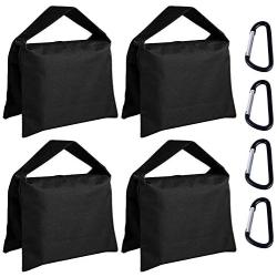 ABCCANOPY Super Heavy Duty Sandbag Saddlebag Design 4 Weight Bags for Photo Video Studio Stand,Backyard,Outdoor Patio,Sports (Black)