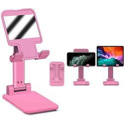 Cell Phone Stand, Adjustable Cell Phone Stand, TopACE Foldable Portable Desktop Stand, Phone Holder Stand for Desk Sturdy Aluminum Metal Stand for Phone/iPad/Kindle/Tablet/Switch (Pink)