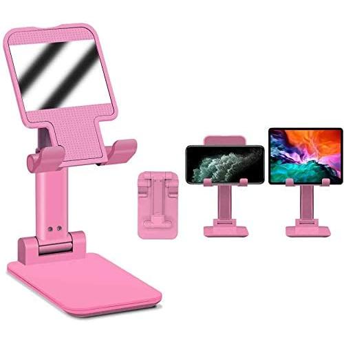 Cell Phone Stand, Adjustable Cell Phone Stand, TopACE Foldable Portable Desktop Stand, Phone Holder Stand for Desk Sturdy Aluminum Metal Stand for Phone/iPad/Kindle/Tablet/Switch (Pink)