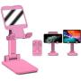 Cell Phone Stand, Adjustable Cell Phone Stand, TopACE Foldable Portable Desktop Stand, Phone Holder Stand for Desk Sturdy Aluminum Metal Stand for Phone/iPad/Kindle/Tablet/Switch (Pink)