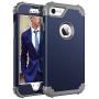 BENTOBEN Compatible with iPhone 8 Case and iPhone 7 Case 3 in 1 Hard Cover Hybrid Soft Silicone Bumper Shockproof Rugged Heavy Duty Slim Non-Slip Full Body Protective Phone Cases Navy Blue&Grey